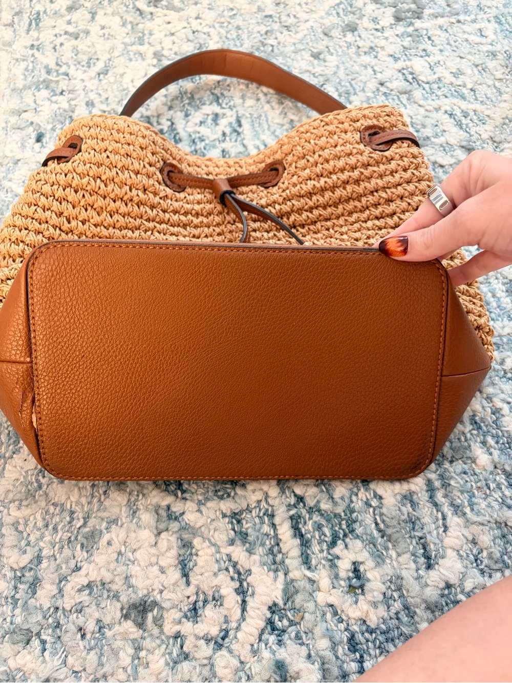 Lauren Ralph Lauren Straw Debby Drawstring Bag in Tan - Picture 5 of 11